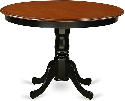 East West Furniture HLT-BCH-TP Hartland Mesa de comedor de cocina, una mesa redonda de madera con base de pedestal, 42 x 42 pulgadas, negro y cereza