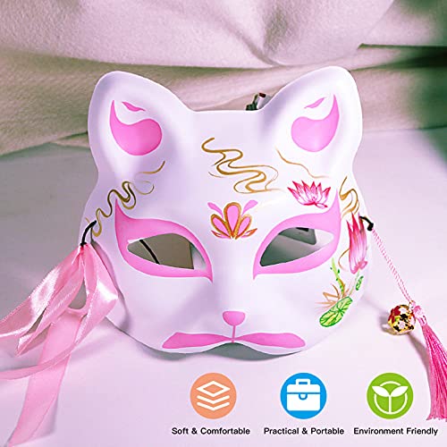 Kiboule Cherry Blossom Animal M-pedir para fantasia de Halloween Animal C-osplay Kabuki Half Face Bo