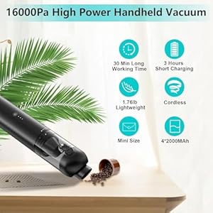 Car vacuum 3 in 1 handheld vacuum cordless 16000 pa portable vacuum for car 2 suction modes mini car vacuum compact lightweight dust busters for car keyboards home pet hair office  urban country home decor