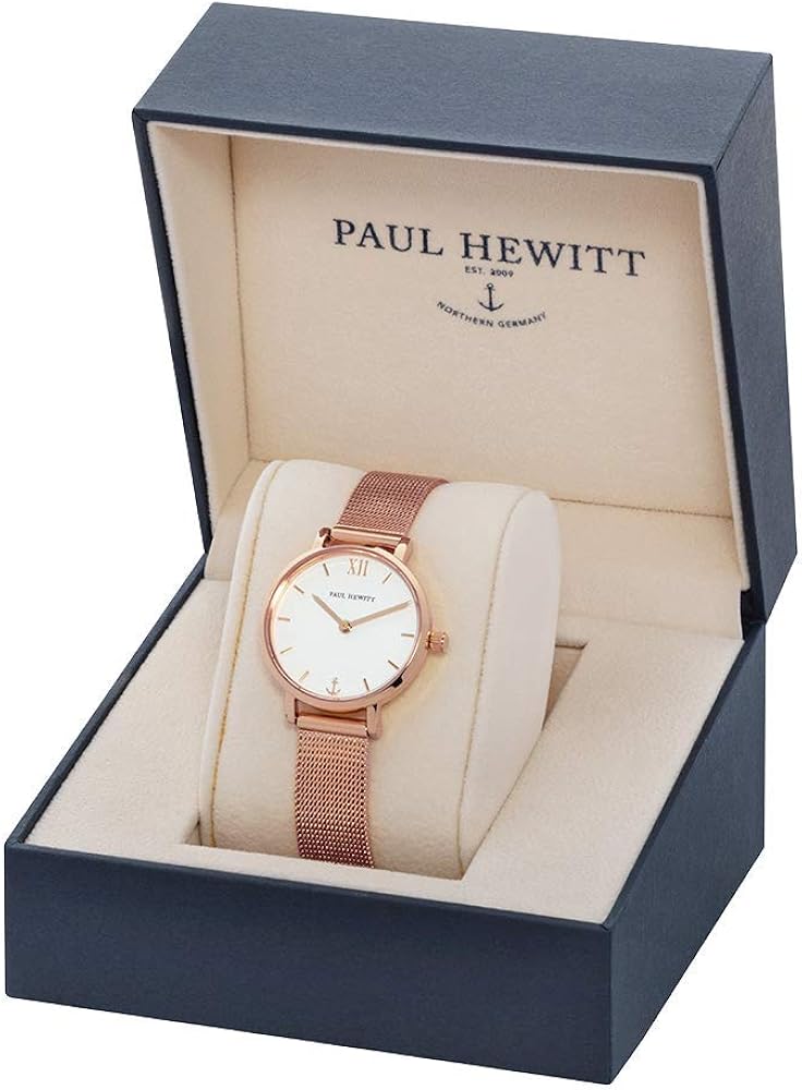 Paul Hewitt Orologio donna Sailor Line Modest White Sand - Orologio da polso donna (oro rosato) con quadrante bianco e cinturino in maglia a rete dacciaio oro rosato Paul Hewitt Orologio donna Sailor Line Modest White Sand - Orologio da polso donna (oro rosato) con quadrante bianco e cinturino in maglia a rete dacciaio oro rosato
