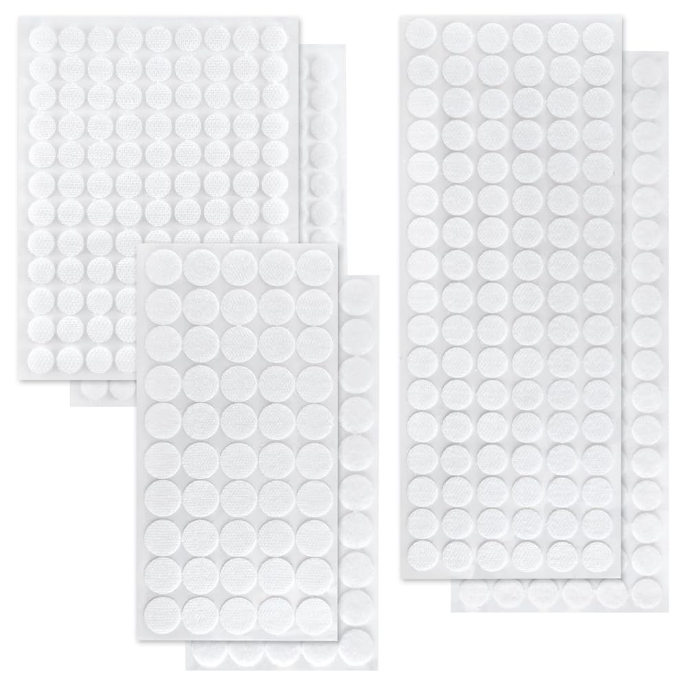 418 Pares Puntos Adhesivo Doble Cara Redondo 10/15/20mm Adhesivo Redondo Blanco Gancho y Bucle Puntos Autoadhesivo para Bricolaje, Manualidades