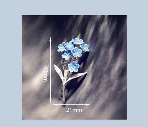Miniatura 8 de Handcrafted Sterling Silver "Forget-Me-Not" Flower Necklace,Silver Brooch,Gift For Her,Christmas Jewelry Gifts (Silver Brooch)