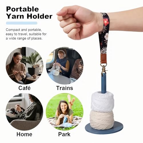 Image of Dasonwin Wrist Yarn Holder for Walking & Travel, Portable Tangle-Free Spindle, Lightweight Hanging Dispenser, Crochet Gift (Blue)