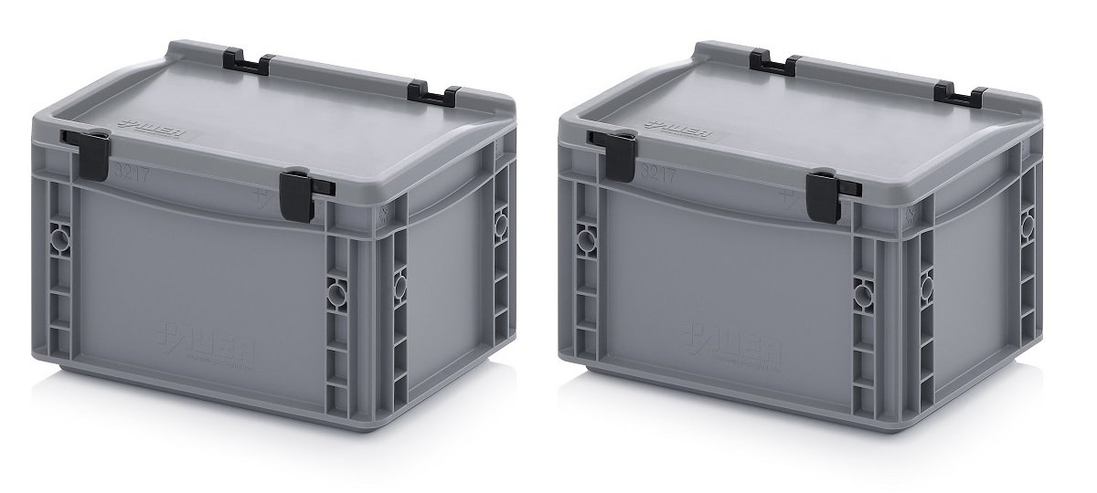 Eurobehälter 30 x 20 x 18,5 cm mit Scharnierdeckel 2er Set