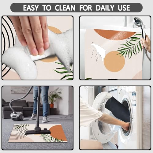 MUGINYU Boho Bathroom Rugs Sets 3 Piece for Bathroom Decor-Absorbent Mid Century Bath Rugs Set -Non Slip Washable Cute Bath Mat- Quick Dry Rugs for Bathtub Boho Decor with U-Shaped Contour Toilet by MUGINYU - Image 6