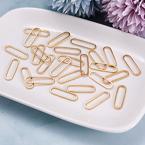 Fashewelry 100Pcs Brass Soldered Linking Rings Hollow Geometric Oval Hanging Charm Connector 18K Gold Framework Open Back Frame Pendant Links For Jewelry Making Craft Supplies 20X6Mm #TOP5