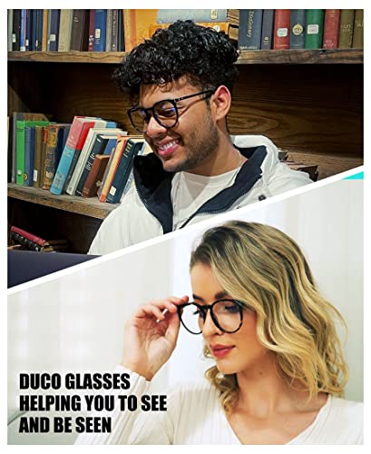 Image of DUCO Retro Round Blue Light Glasses For Men Women Blue Ray Blocking Glasses Computer Gaming Glasses Nylon Lens Acetate Frame Brown 8301