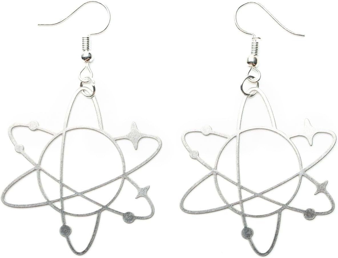 Atomic earrings Miniblings planet school chemistry physics stainless steel silver