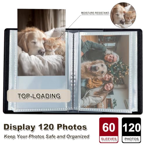 Image of Photo Album 4x6 120 Photos with Strong Elastic Band, Red Horse | Large Capacity Premium Leather Picture Album, Portable Wallet Albums Photo Book for Family Anniversaries Wedding Baby
