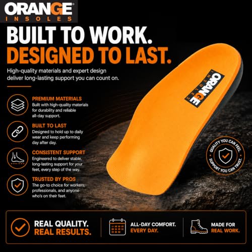 Image of Orange 3 /4 Orthotic Insoles A Men's 4.5-5.5, Women's 6-7 - Same Support as Orange Full Length Insoles for Plantar Fasciitis, Heel Pain & Arch Support
