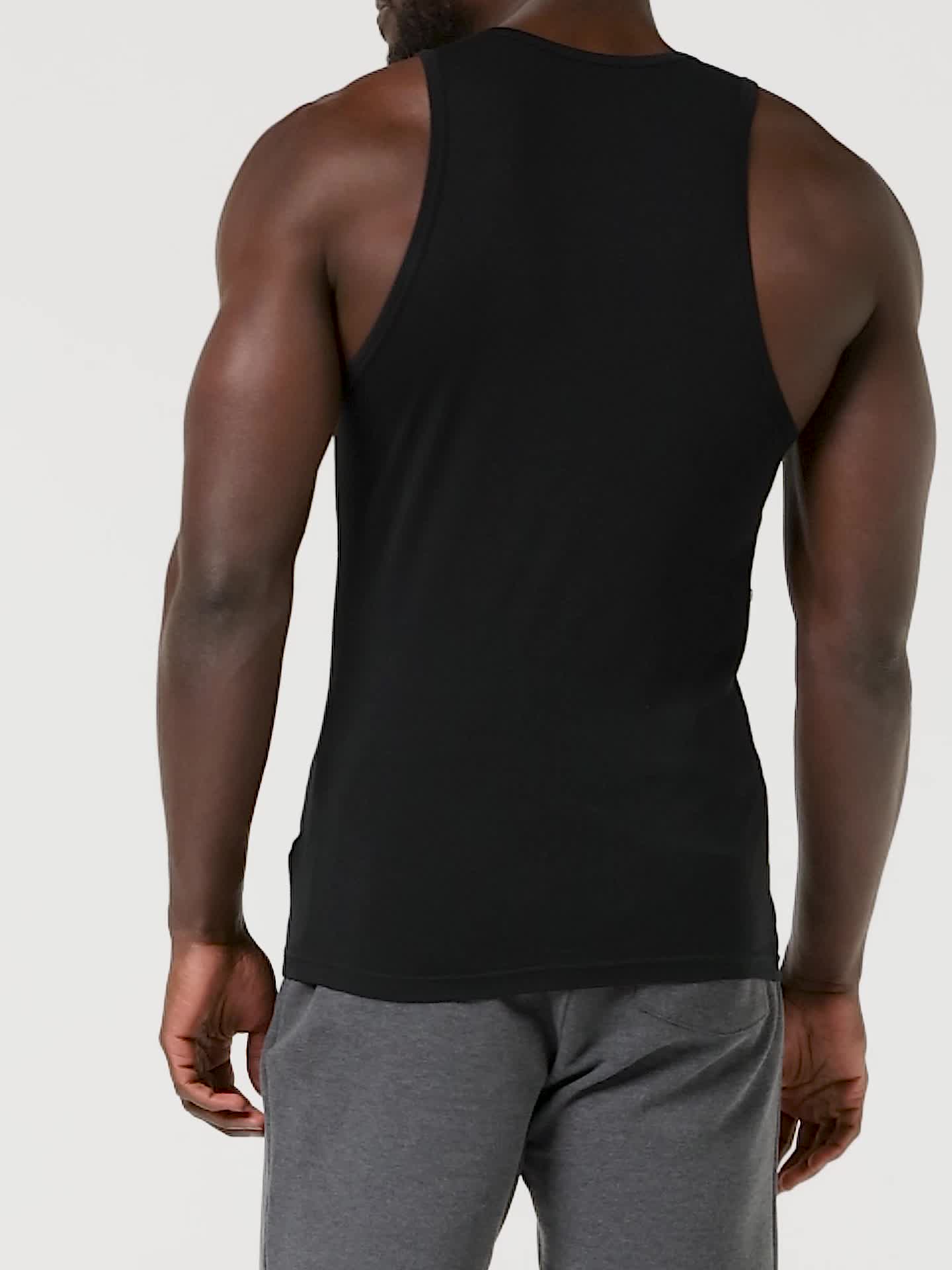 Emporio Armani Premium Cotton Stretch Men's Vest, Black Small at
