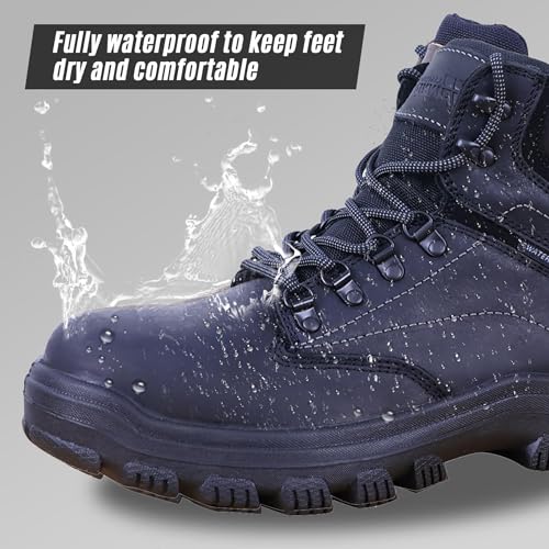 Image of Mens Non Slip Steel Toe Work Shoes with 2 Different Insoles Waterproof & Oil Resistant ASTM F2413
