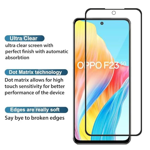 Image of Tempered Glass for OPPO F23 5G - 9H Hardness, Full Coverage, Easy Installation, Bubble-Free (Pack of 1)