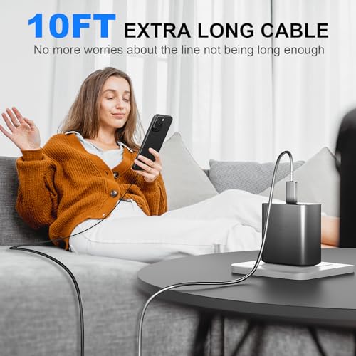 Image of Phone 17 16 Pro Max Charger Fast Charging,45W Phone 17 Charger Type C Chargers USB C Charge Block &10FT Long C Charging Cables Cord for Phone 17 /17 Pro / 17 Pro Max /Air /Phone 16 15 Pro Max,Black