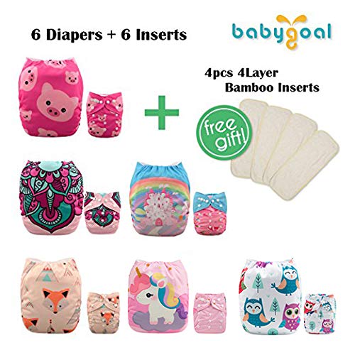 image for Babygoal Baby Cloth Diapers, One Size Reusable Washable Pocket Nappy, 