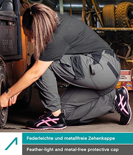 ACE Aurora Frauen-Arbeitsschuhe - sportliche Sicherheitsschuhe für die Arbeit - S1 SRA - Schwarz/Pink - 38