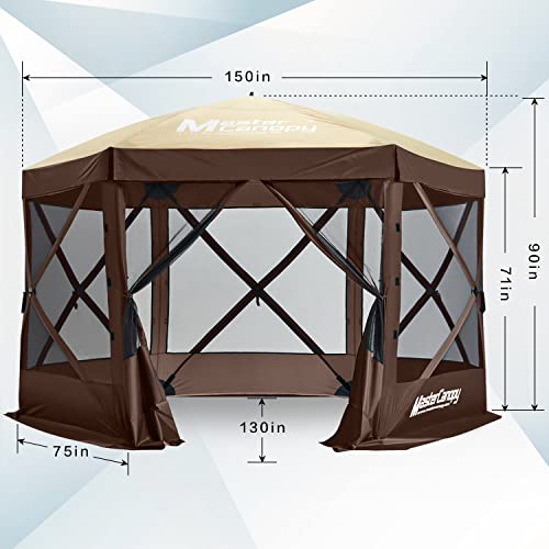 Image of MASTERCANOPY 12.5x12.5 Portable Screen House Room Pop up Gazebo Outdoor Camping Tent with Carry Bag (12.5x12.5,Beige&Coffee)