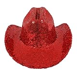 RIAH FASHION Women's Classic Fedora Hat Sparkly Glitter Sequin - Western Cowboy Cowgirl Cosplay Party Costume (US, Alpha, One Size, Red)