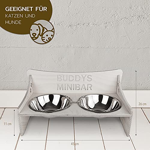 INEXTERIOR Futterstation - Futterbar für Hunde und Katzen - in Groß und Klein erhältlich - aus Birkenholz - personalisierbar - Made in Germany