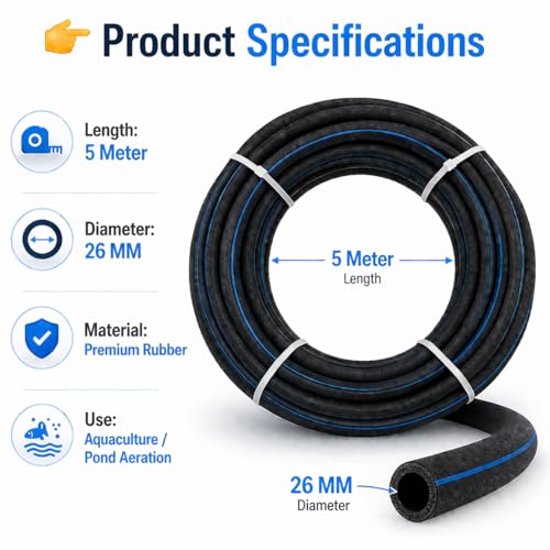 Image of Vayinato PetzLifeworld Aquaculture Aeration Tube Nano Bubble for Better Oxygen for Pond (5 Meter, 26 MM)