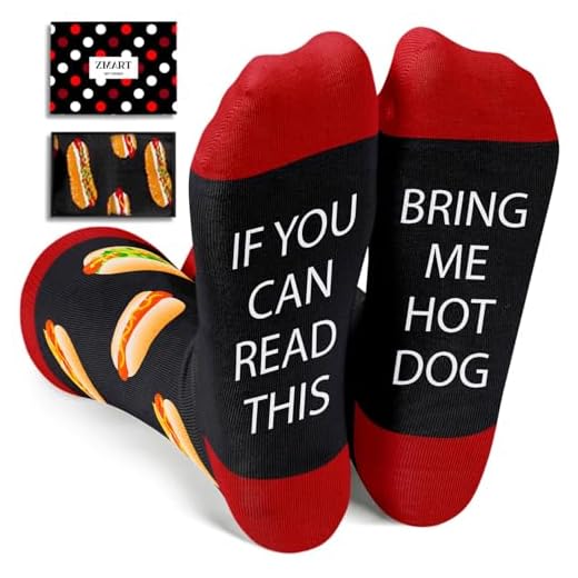 Zmart Hot Dog Socks Hot Dog Gifts for Women Girls, Foodie Gifts If You Can Read This Socks with Funny Saying