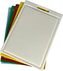 Kit 5 Tabua de corte Em Polietileno 35 X 25 Cm Canaleta E Pegador Carne Alimentos