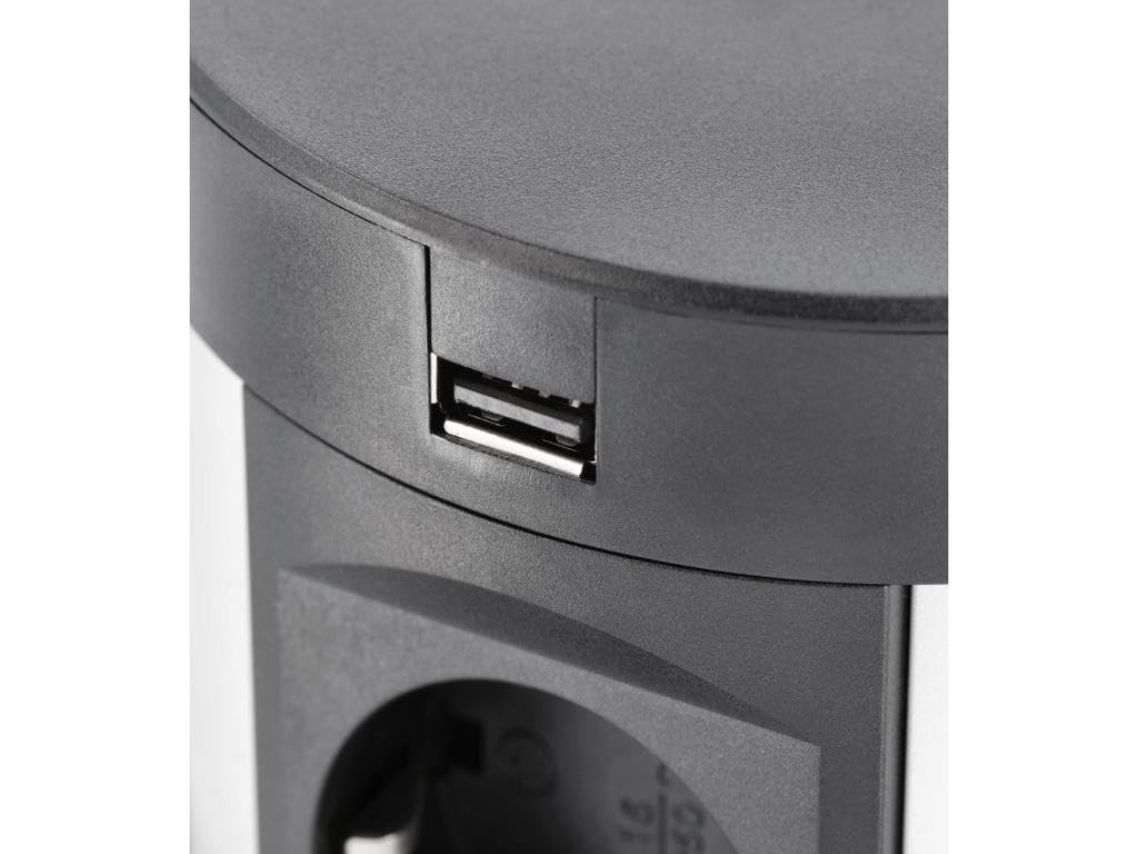 GTV Prise de table encastrable Comfort Plus 120 mm, 4 x français, 2 x USB, 2 x RJ45, charge à induction 5 W, câble de 1,5 m, noir - Solution élégante et puissante