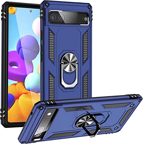 Image of REALCASE Polycarbonate Google Pixel 7 Back Cover Case | Heavy Duty Dual Layer Hybrid Shock Proof Armor Defender Ring Case Back Cover for Google Pixel 7 (Blue)