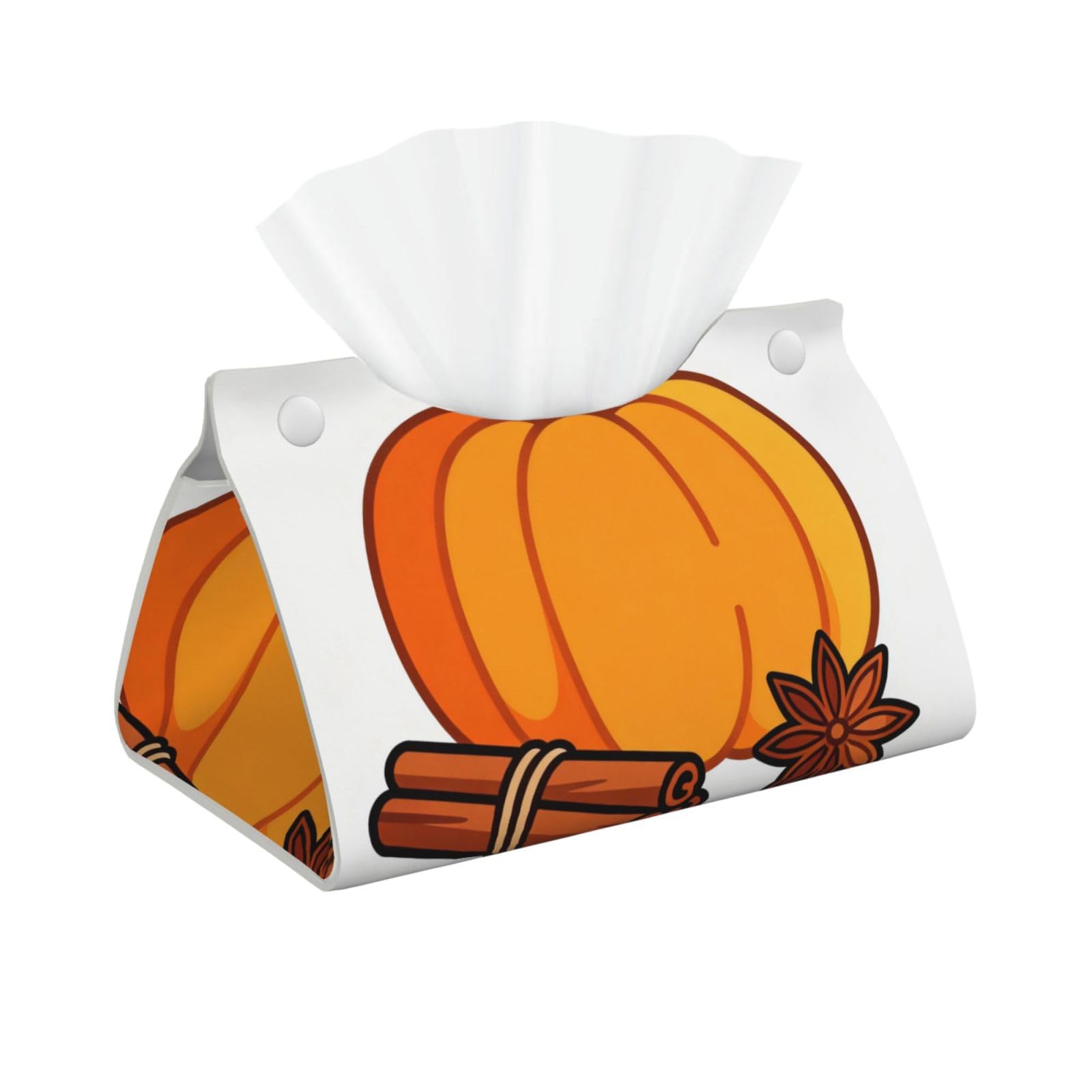 Pumpkin Spice Long Leather Tissue Box Cover-Waterproof PU Leather Tissue Holder for Bathroom, Decorative Rectangular Tissue Case