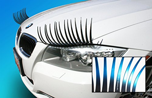Carlashes Ombre Shaded Blue Car Eyelashes, Special Edition, Hand Airbrushed Bright Candy Color Tips, Ladies Fashion, Girly Car Accessory, Miles of Smiles, Make People Smile