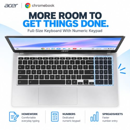 Acer Chromebook 15.6" Student Laptop, FHD 1080p Anti-Glare Display, Dual-Core Intel Celeron Processor, 64GB Storage, Sleeve, WiFi 6, 10-Hour Battery, Glare-Reducing Webcam, Everyday Use - image 5