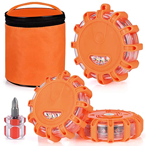 Linkitom 3 Pack LED Road Flare, Emergency Safety Flashing Warning Flare Lights