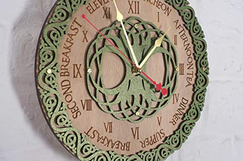 Woodandroot Celtic Meal Times Wooden Wall Clock Unique Handcrafted Home Decor thumb #3