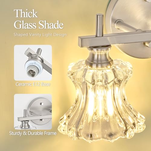 Image of Brused Nickel Bathroom Light Fixture 4-Lights Vintage Vanity Lights