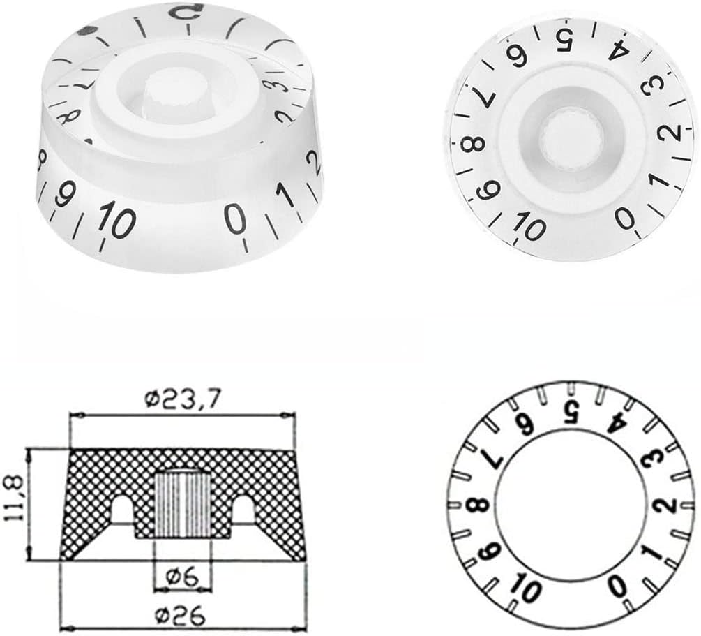 Electric Guitar Knobs Speed Volume Tone Control Knob for LP Style Electric Guitar Parts Replacement Set of 4Pc (White-Black Word) image 5