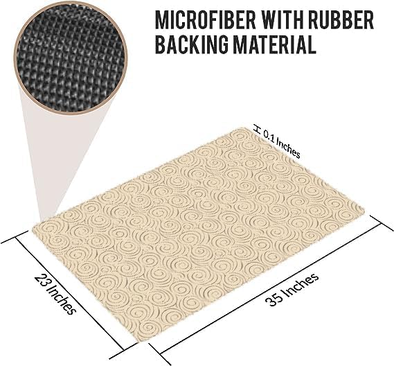 Miniatura 3 de Shape28 Floor Mat Ultra-Thin Kitchen Bathroom Rug with Non Slip Rubber Backing 35 x 23 Inches Latte Design 4T