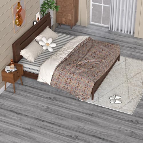 Homease PVC Bodenbelag Selbstklebende Holzoptik Vinylboden, Wasserdichte Schneidbar Vinylbodenbelag Bodenaufkleber für Bettzimmer, Küche, Wohnzimmer, 60x500cm Dunkelgrau