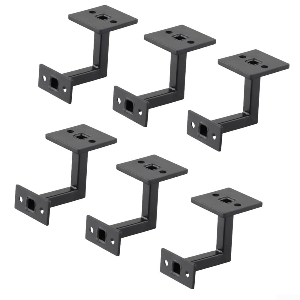 Lot de 4 supports de main courante noirs en acier inoxydable 304 pour rampe d'escalier (6 pièces)