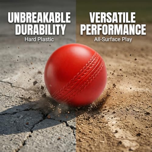 Image of Kizlo 80gm Heavy Plastic Cricket Training Ball | Hard Plastic Practice Ball for Bowling, Batting & Bounce Drills | Indoor Outdoor Cricket Ball for Nets & Ground | Red, Set of 12
