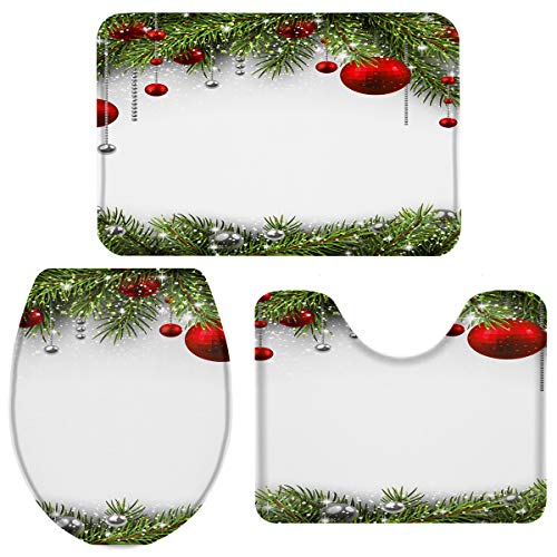 All Like Badvorleger-Set, rutschfest, weich, wasserabsorbierend, Weihnachtsmotiv, 50,8 x 81,3 cm, Badematte 40,6 x 50,8 cm, WC-Deckelbezug 40,6 x 45,7 cm
