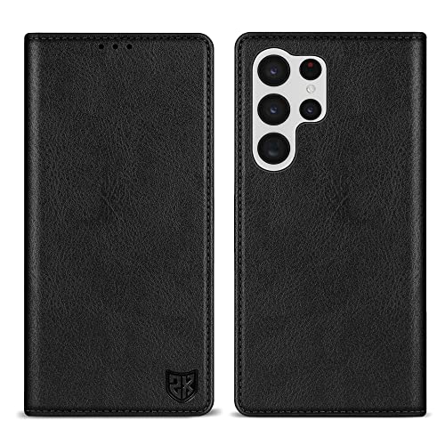 Image of ZZXX for Samsung Galaxy S22 Ultra Wallet Case with [RFID Blocking] Card Slot Stand Strong Magnetic Leather Flip Fold Protective Phone Case for Samsung Galaxy S22 Ultra Case Wallet(Black-6.8 inch)