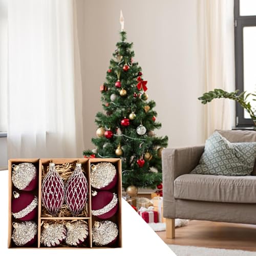 Boules de Noël en strass et velours pour décoration de table