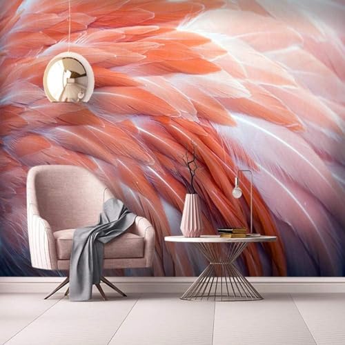 XLMING Minimalista Tridimensional Rojo Plumas Arte 3D Papel Pintado Lujo Casa Sala Decoración Estar Comedor Sofá Dormitorio TV Fondo de Pared-430cm×300cm