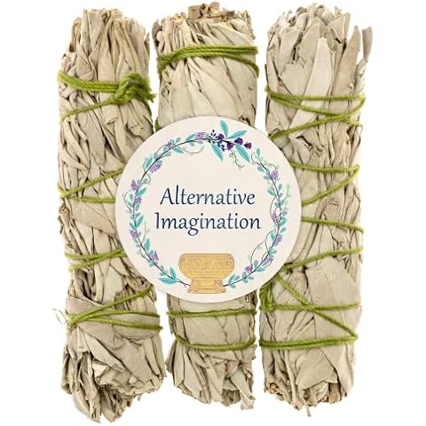 Premium White Sage Smudge Sticks, Sage Bundle, Spiritual Cleansing, Sage Smudge Kit, Slow Burning Sage Sticks, Dried Herbs for Meditation Accessories 3 Pk of 4" Bundles - Alternative Imagination Cover