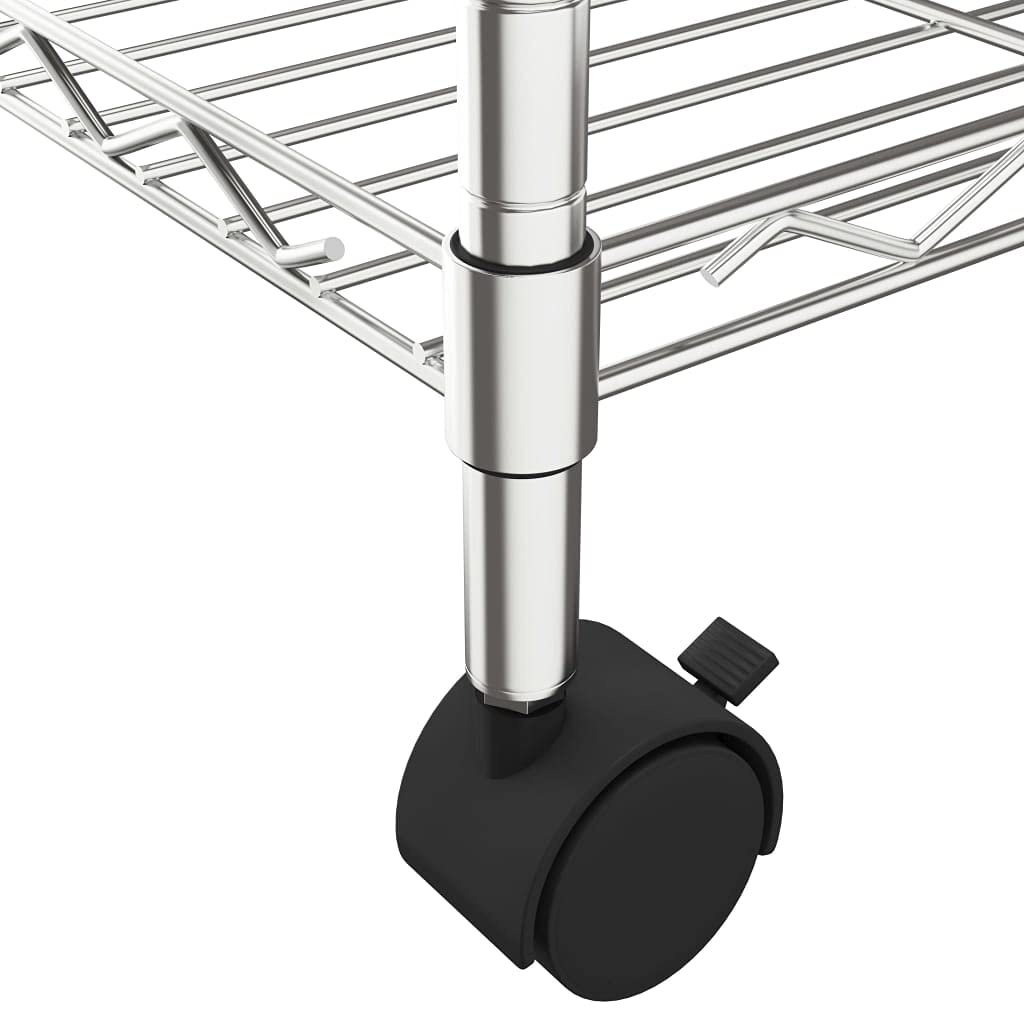 Générique Étagère de Rangement 3 Niveaux et Roues 60x35x81cm Chrome 150kg,Entreprise & Industrie,Stockage Industriel,Étagères industrielles,Argent,4.1 KG,324625