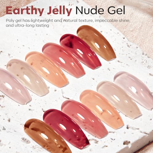 Image of modelones Poly Nail Gel Set 6 Colors Jelly Brown Skin Tones Neutral