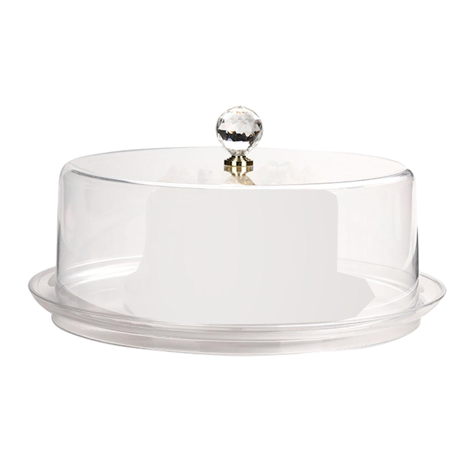 perfk Soporte para Tartas de acrílico con Tapa en Forma de cúpula, Bandeja para Tartas Transparente y Redonda, Soporte para Tartas Cubierto para Cocina, 34 X 34 X 13 Cm