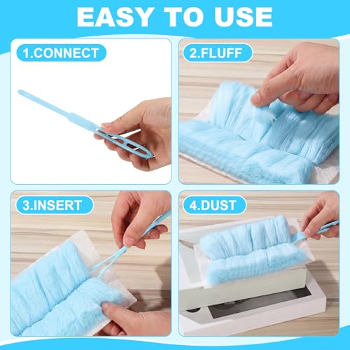 Image of Mimorou 50 Pcs Disposable Dusters Refills Bulk Heavy Duty 180 Multi Surface Replacement Dusters for Cleaning Ceiling Fan with Microfibers Unscented (Blue Color)