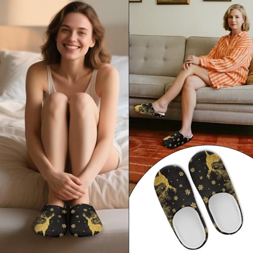 Women's Christmas Santa Clause Print Slip-on Slippers Warm Lightweight Memory Foam Indoor House Shoes3