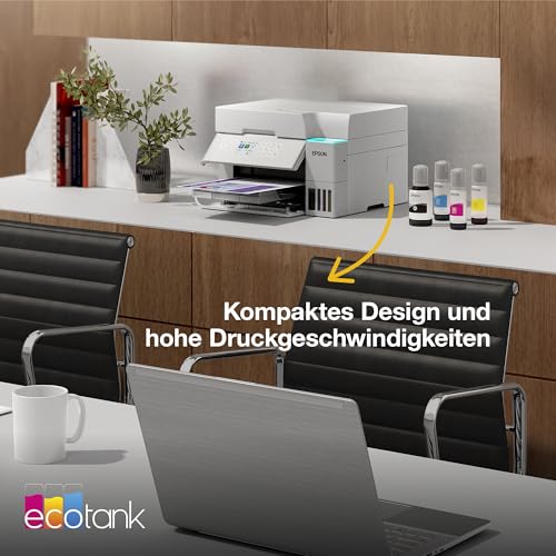 Epson EcoTank ET-3956 Weißer A4-Multifunktionsdrucker mit Wi-Fi & AirPrint Tintentank, automatischem Dokumenteneinzug, Duplexdruck, Scannen & Kopieren, bis zu 3 Jahre Tinte im Lieferumfang enthalten